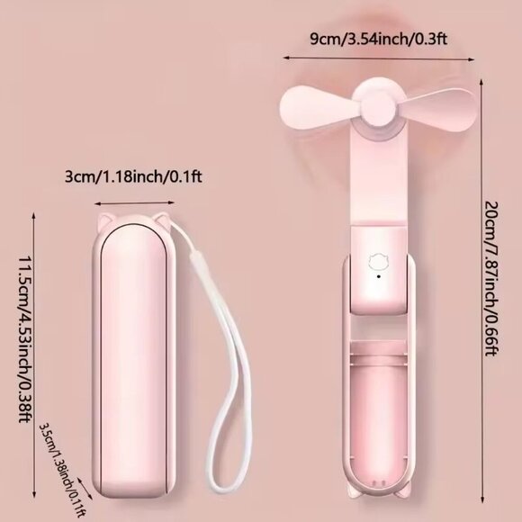 3 SPEED FOLDABLE HANDH-USB (Size: See Photo for Size) (Color: Pink) - Picture 2 of 4